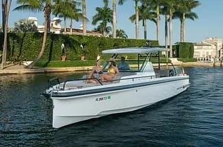 38ft Axopar charter in Miami Beach — floating mat days on Biscayne Bay