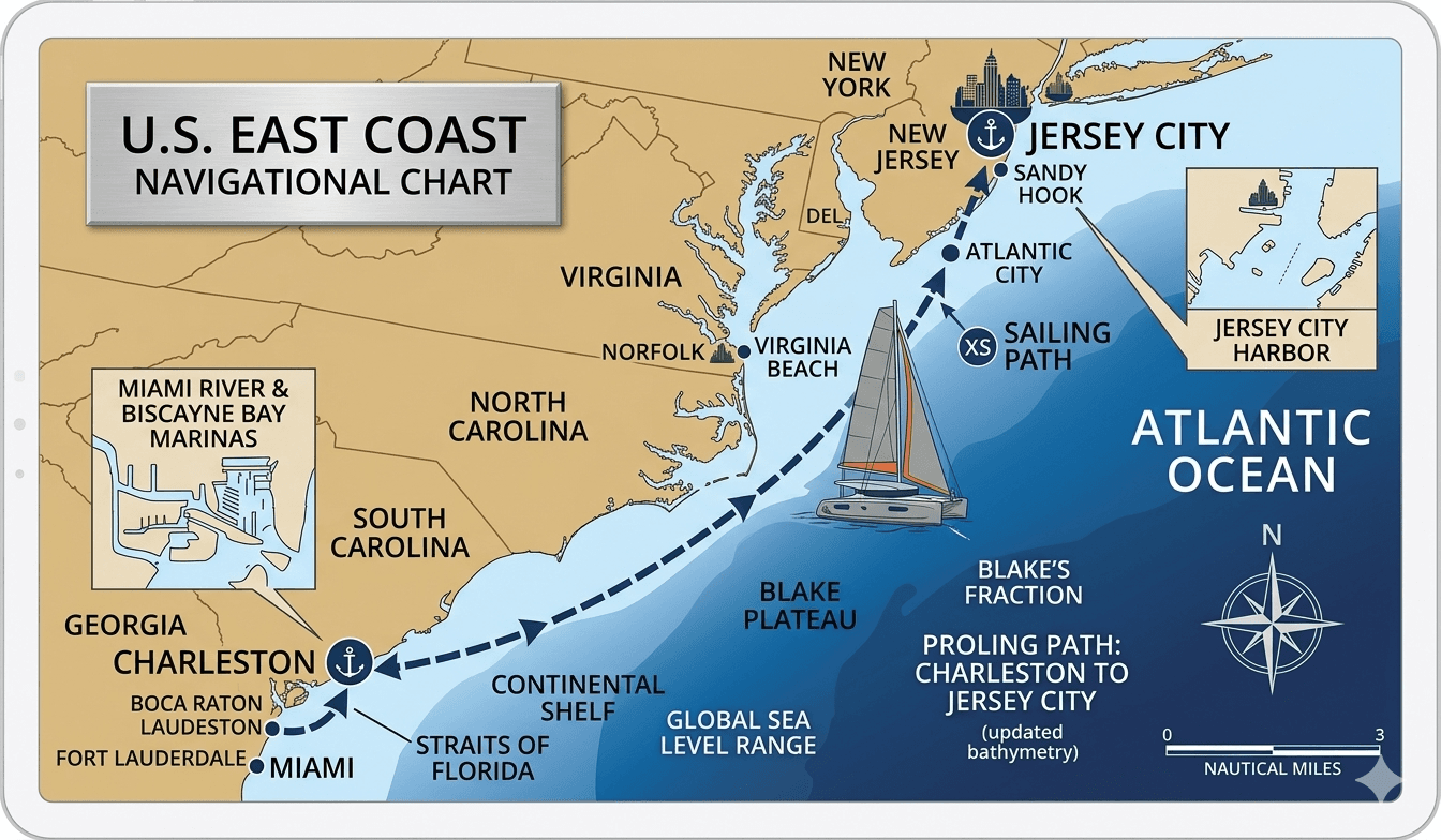 Seven-Day Passage: Charleston to Jersey City Offshore Sailing Course