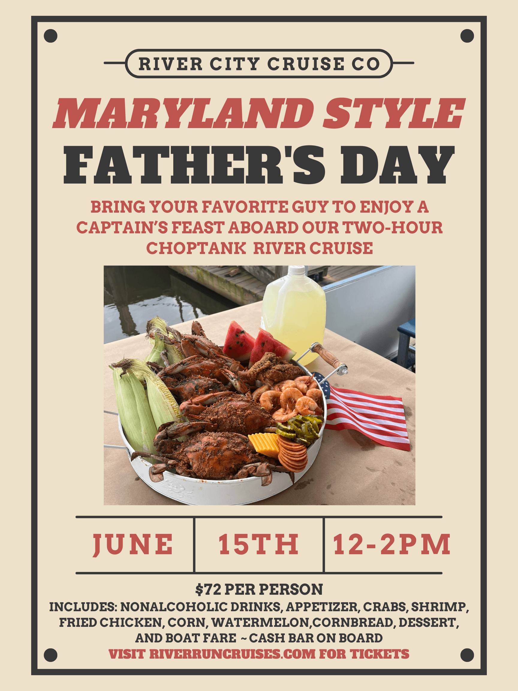 Celebrate Father's Day with a Scenic Maryland River Cruise and Captain's Feast