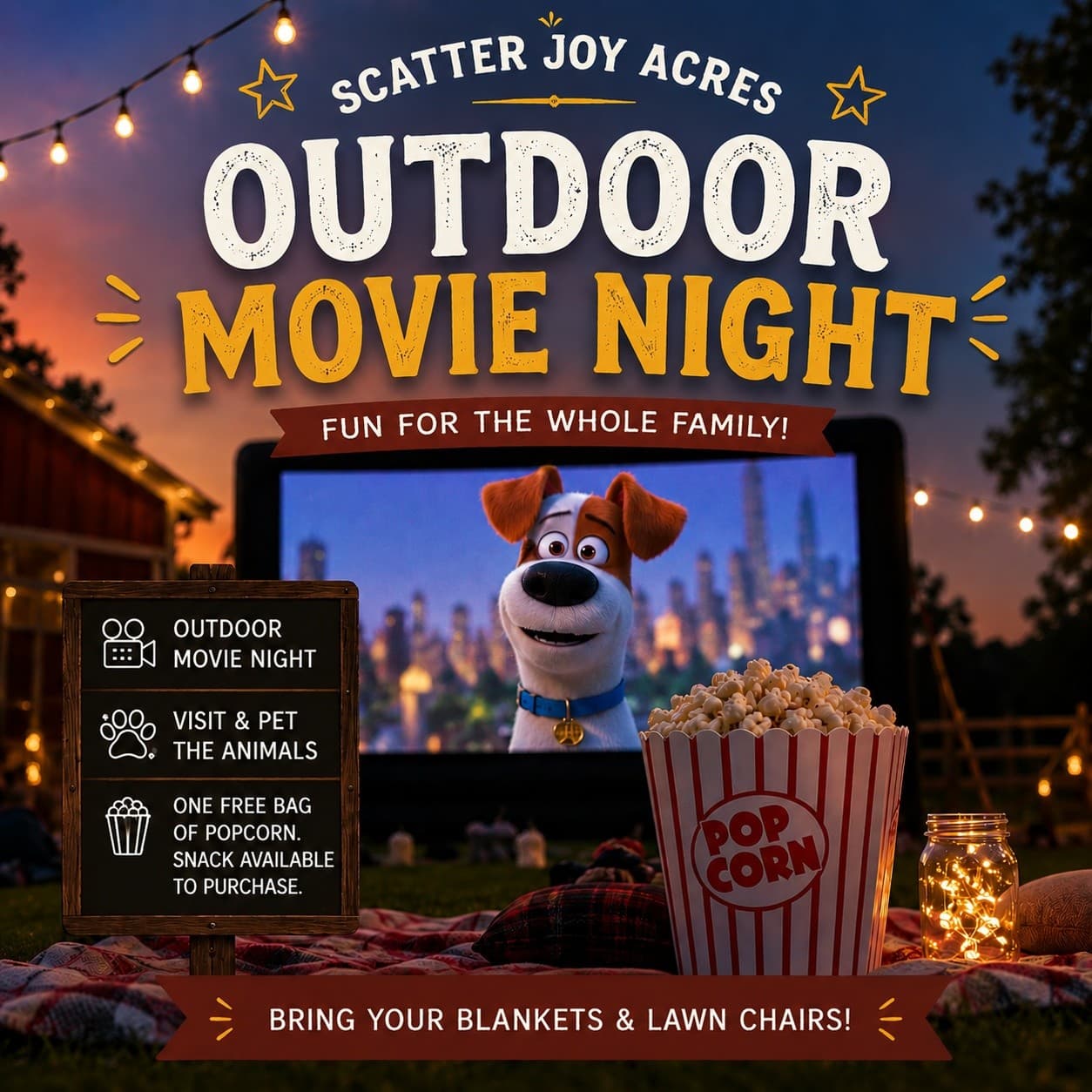 Movie Night at the Ranch: Outdoor Family Cinema & Animal Visits Near Murray Nebraska