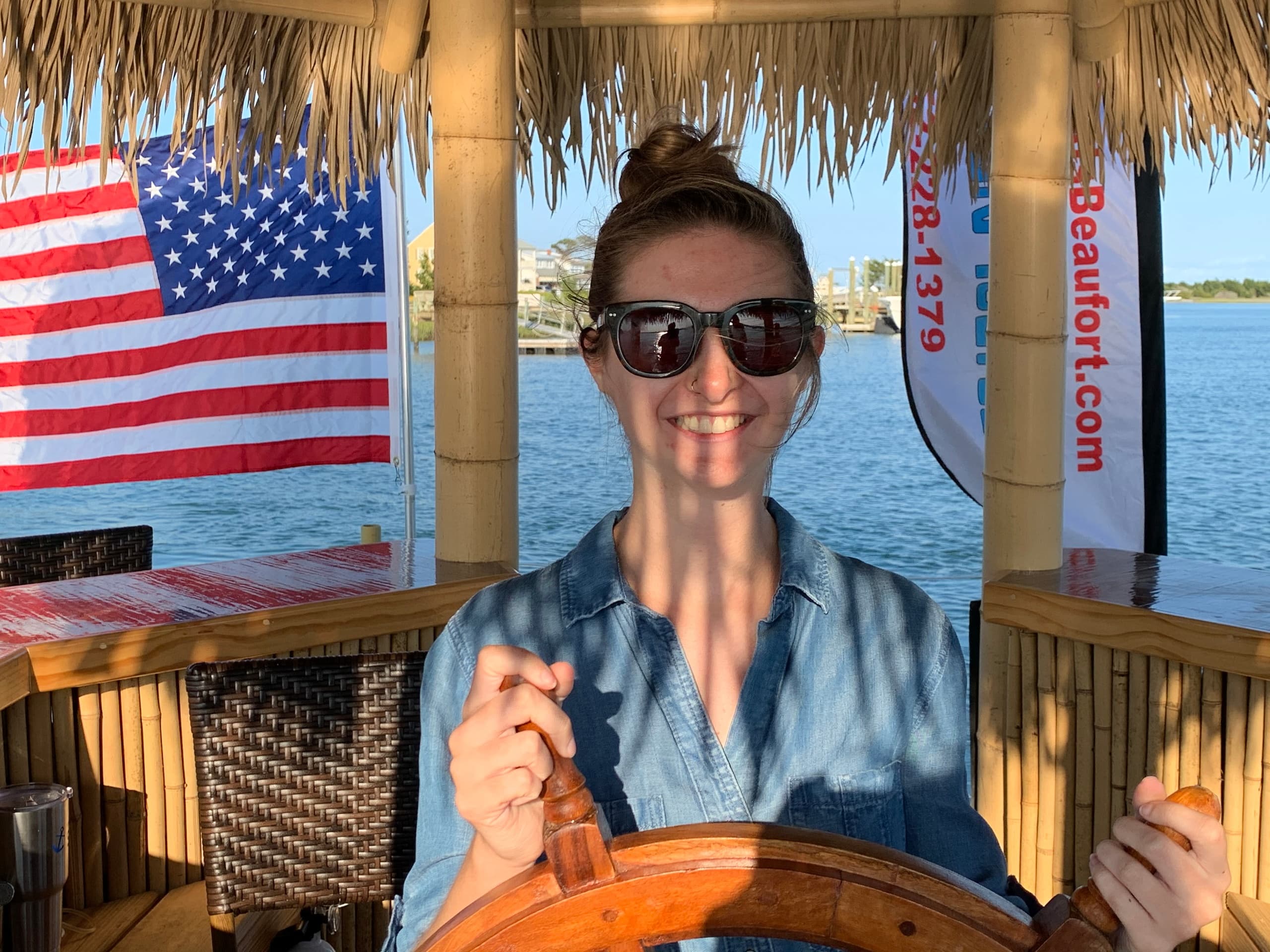 Experience Tranquil Mornings on Beaufort's Crystal Coast with a Coastal Calm Tiki Boat Cruise