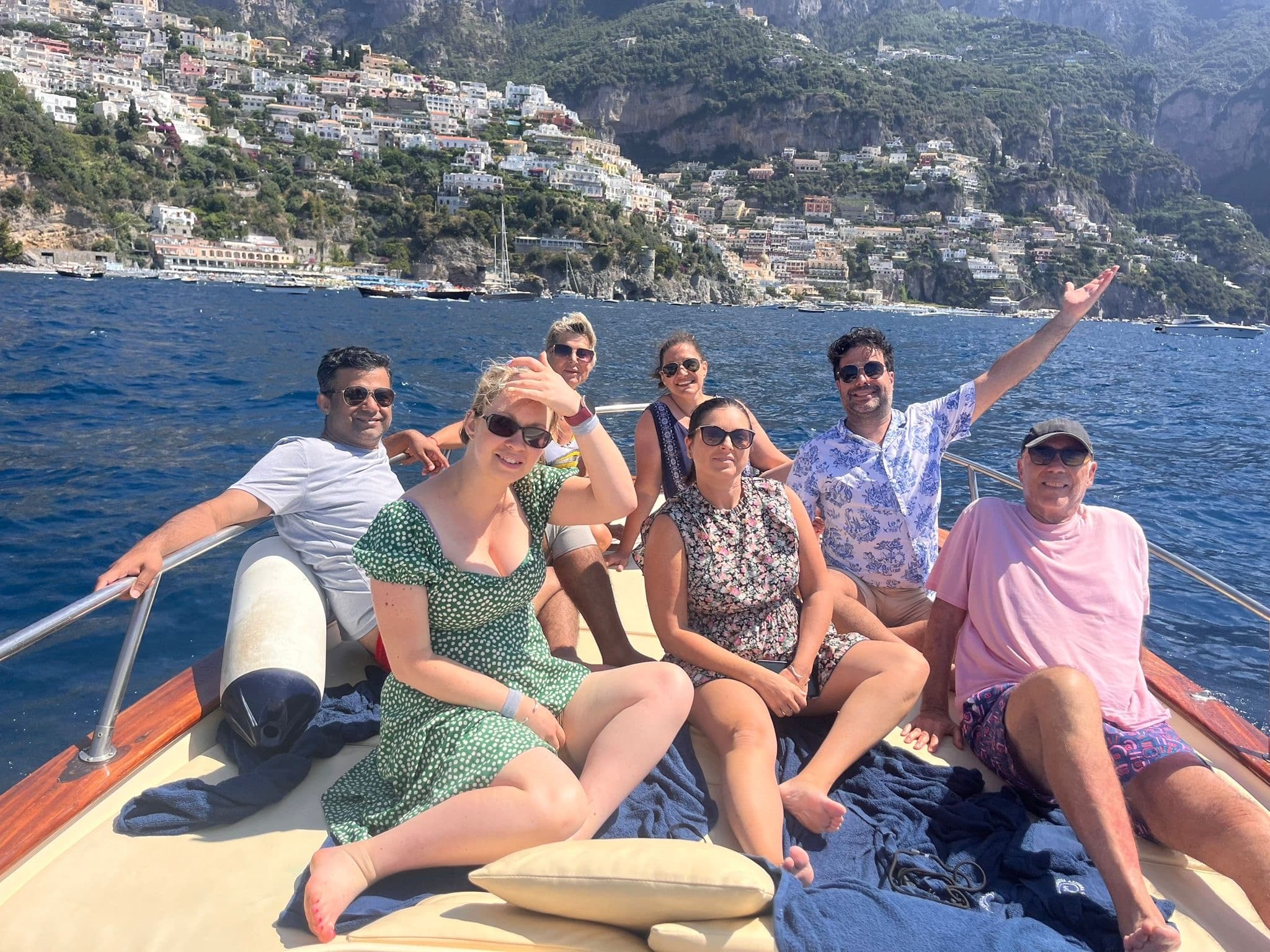 Group enjoying private boat tour along Sorrento coast