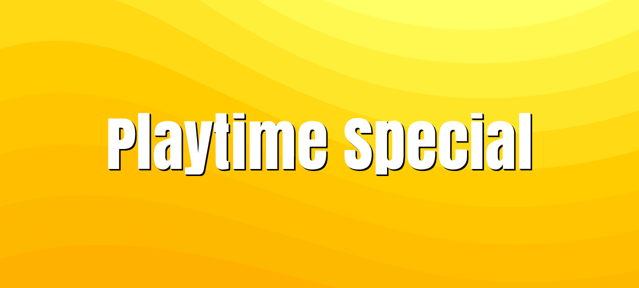 Yellow promotional banner reading Playtime special, marketing graphic