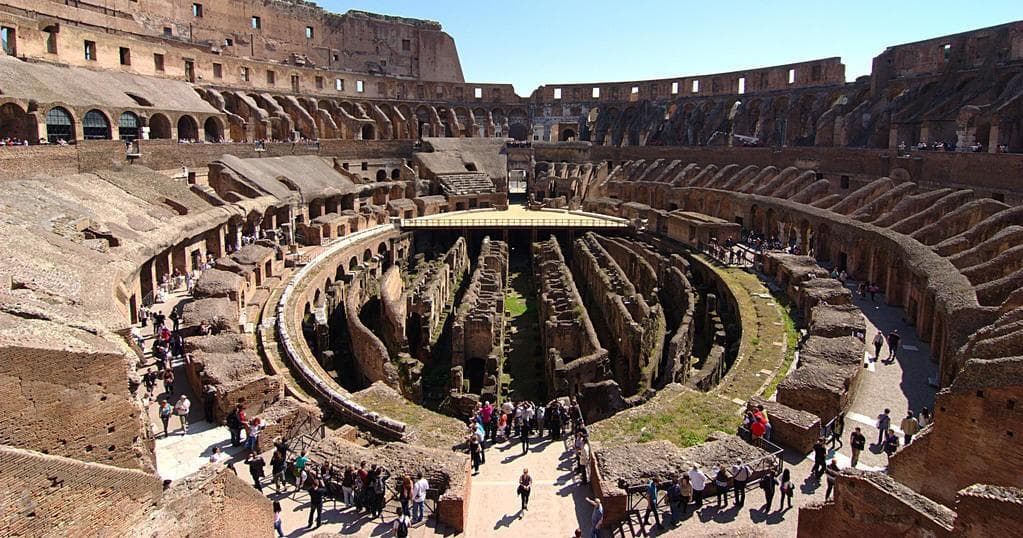 Colosseum inner arena panoramic view highlighting ancient architecture