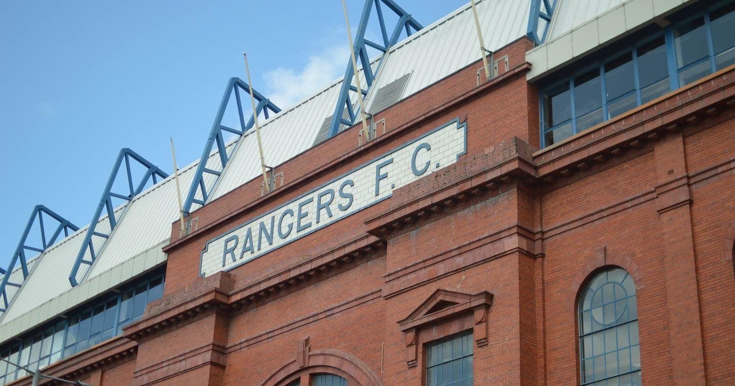 Ibrox Stadium exterior showing Rangers F.C. brick facade in Glasgow