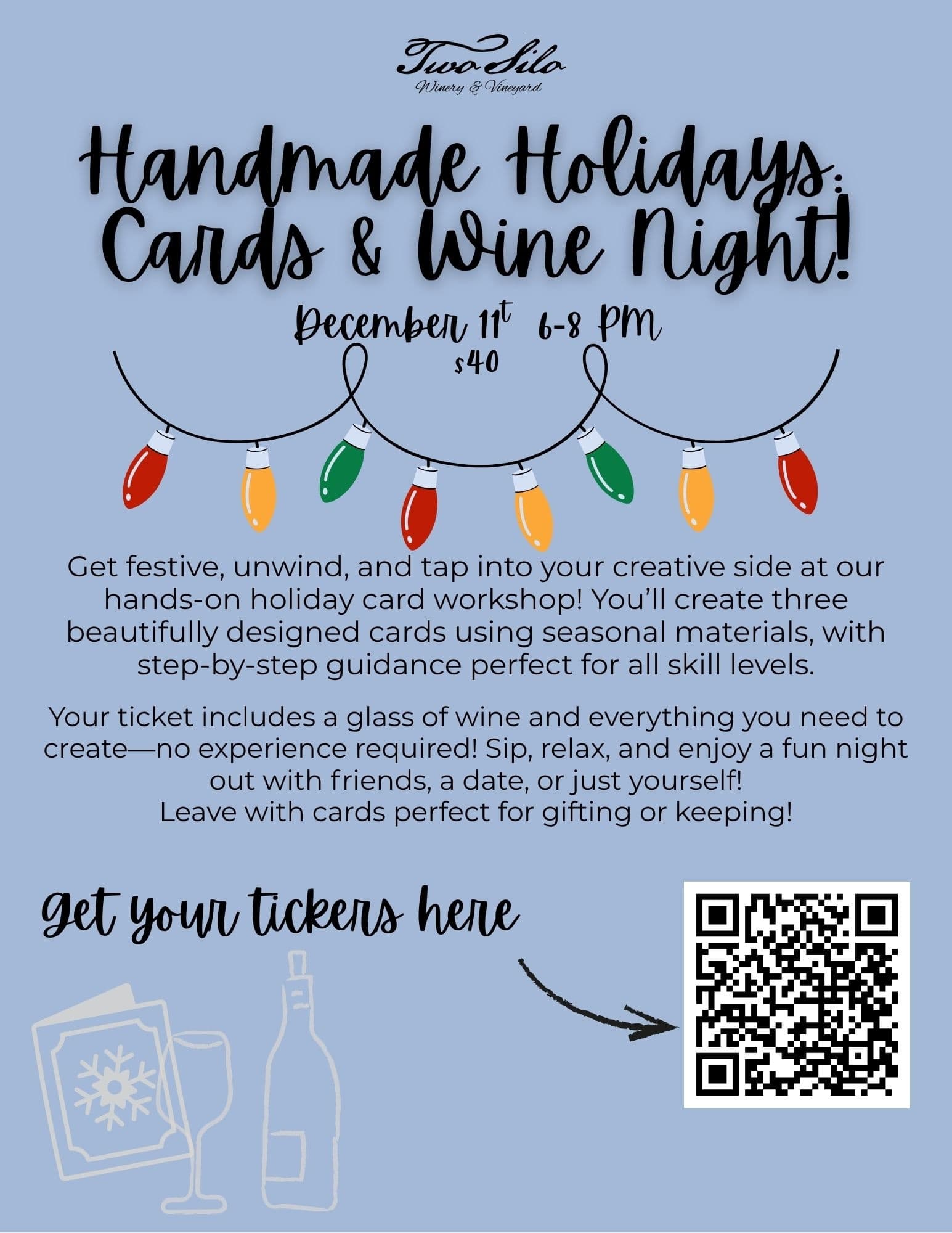 Handmade Holidays: Cards & Wine Night at twosilowinery in Grant, MN