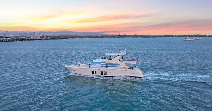 Sunset Yacht Charter on the 88 Azimut — Luxury Biscayne Bay Cruises from Miami Beach