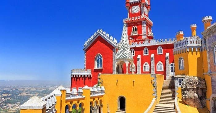 Colorful hilltop palace (Pena) views for cultural outdoor tours