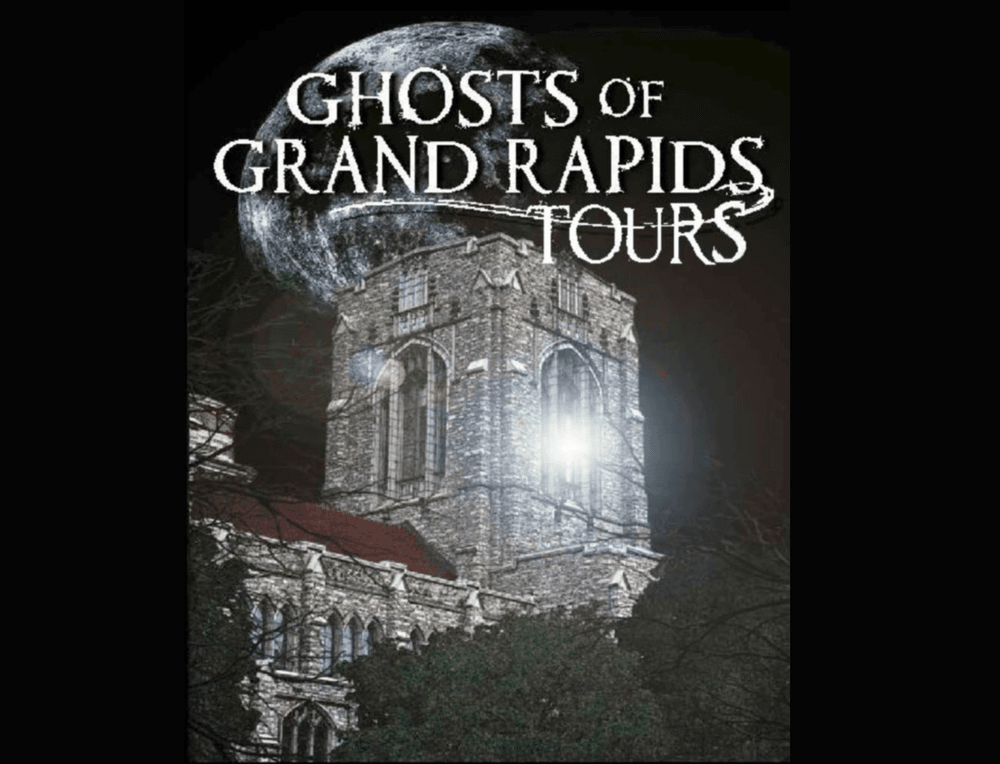 Grand Rapids haunted church exterior at night for ghost tours