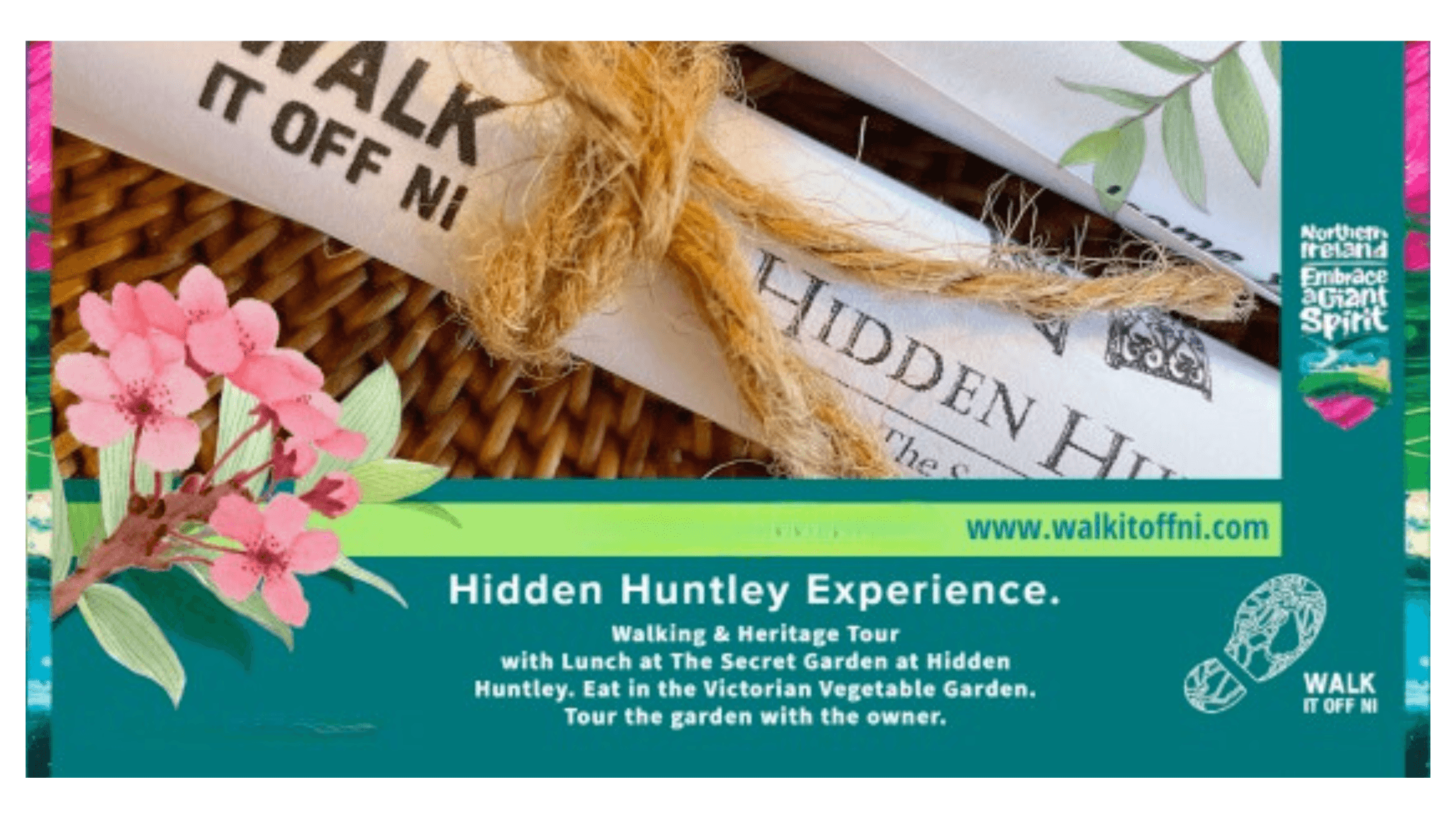 Promotional banner for Hidden Huntley walking and heritage experience
