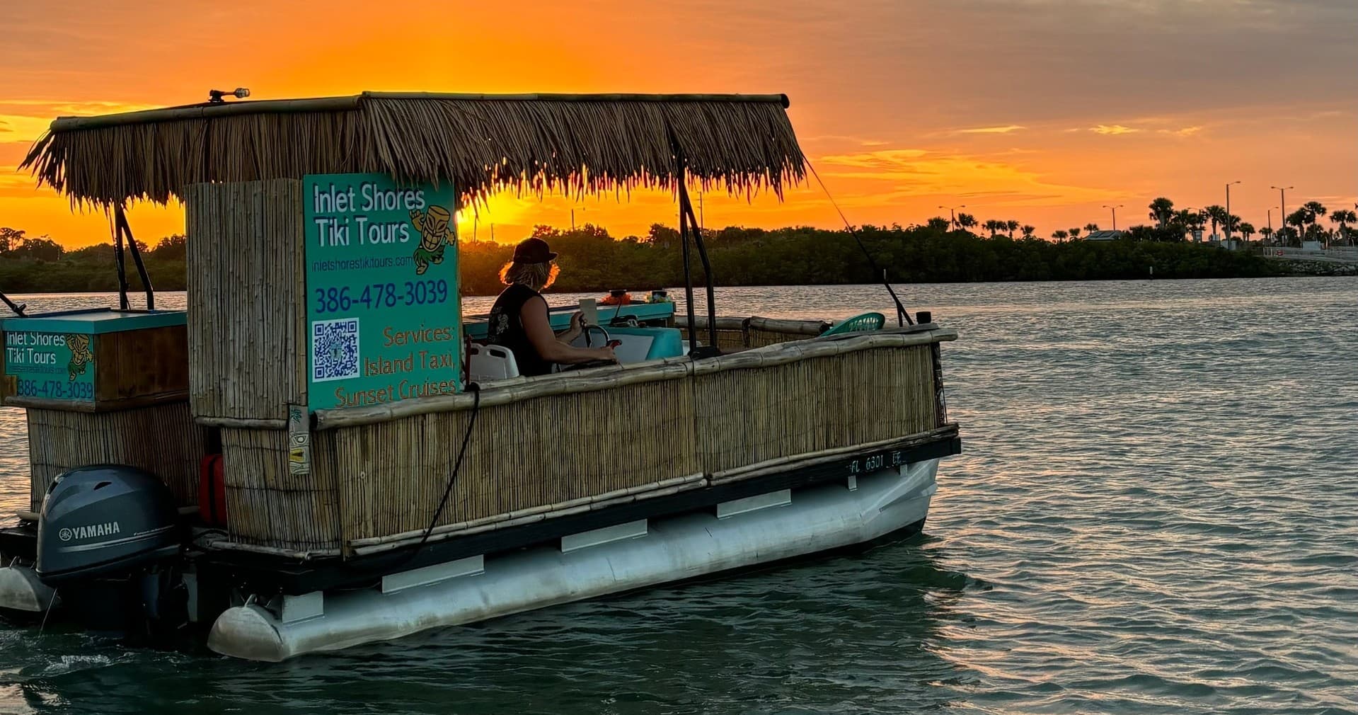 Sunset Tiki Cruise with Inlet Shores Tiki Tours in New Smyrna Beach
