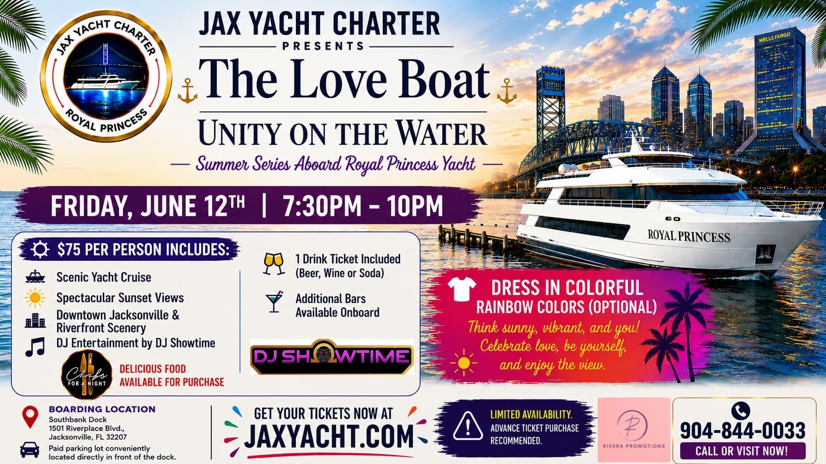 Pride Sunset Cruise on the Royal Princess: Celebrate Pride Aboard a Sunset Yacht on the St. Johns River