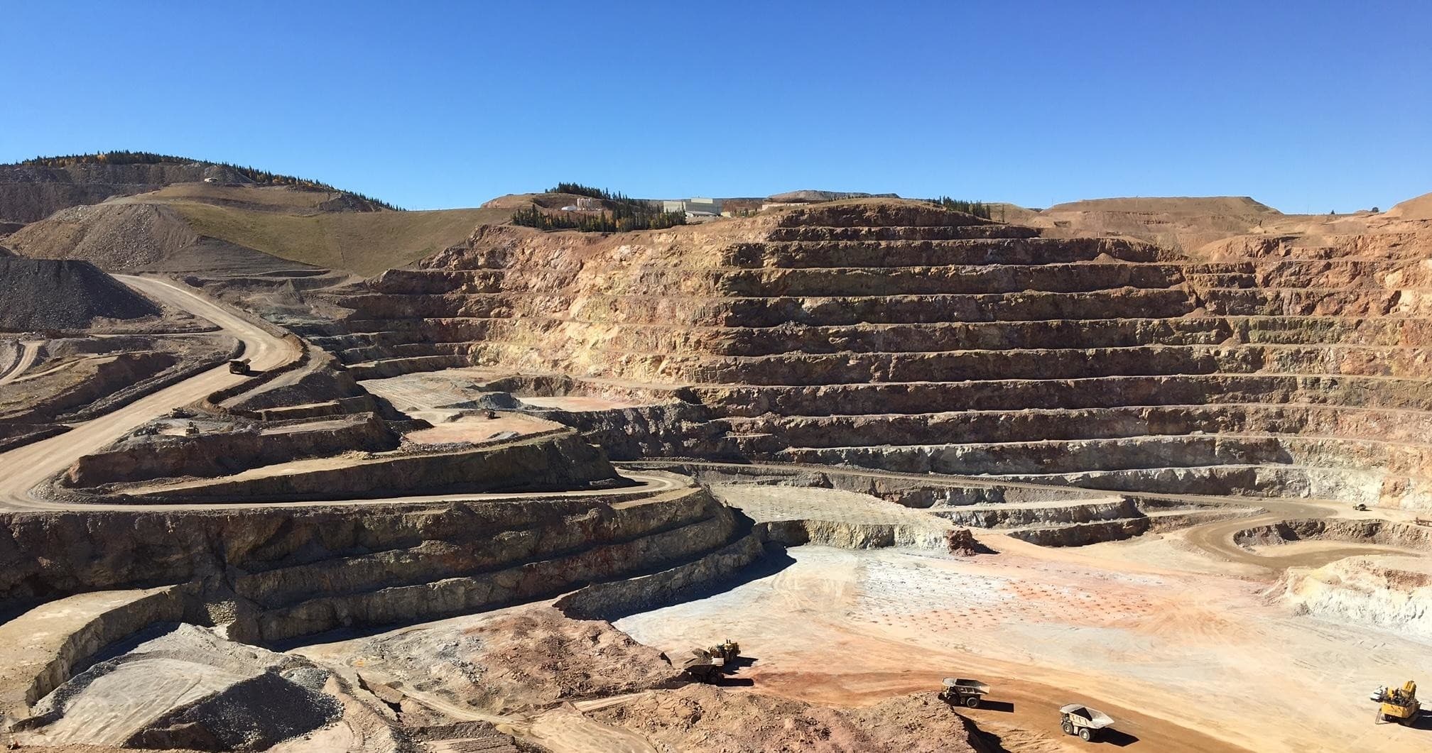 Open-pit gold mine terraces near Victor, Colorado mining tour