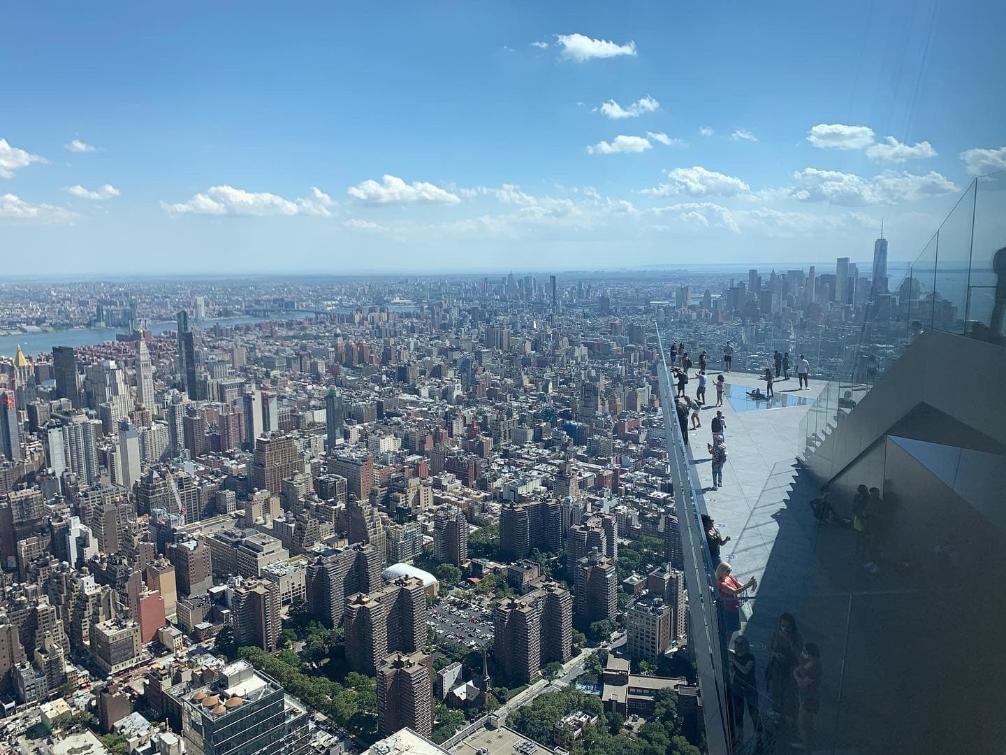 Aerial view of Manhattan skyline and Hudson River panorama