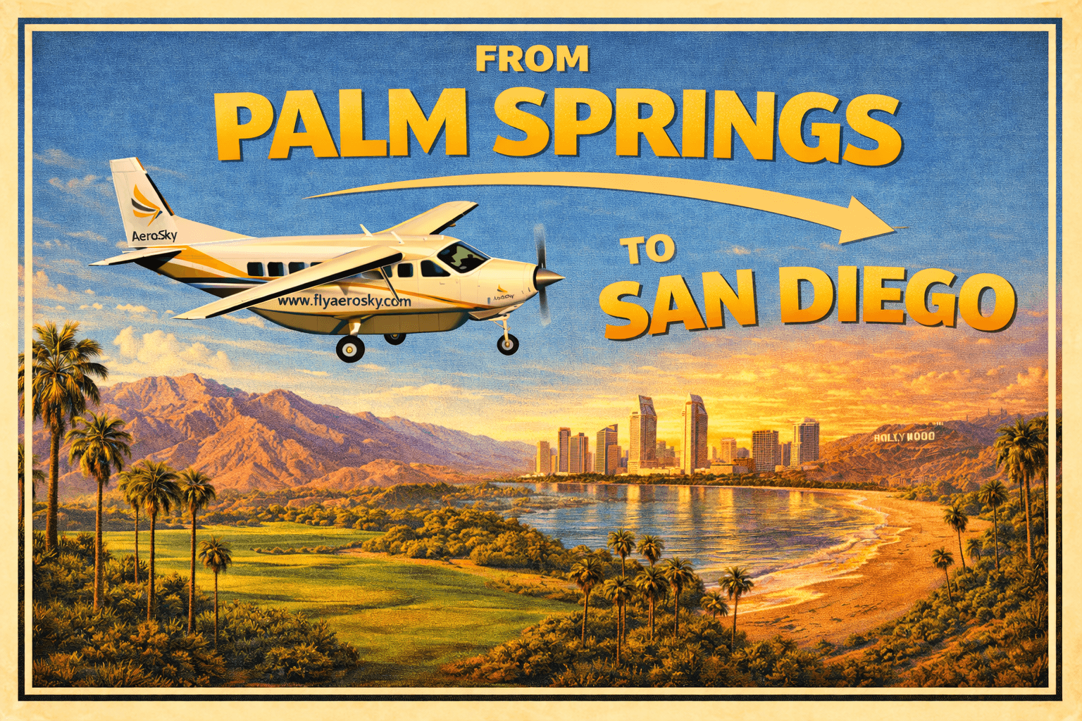 One-Hour Private Flight: Palm Springs to San Diego with Aerosky