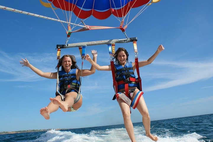 Parasailing from Vilamoura: Algarve Marina Flights and Ocean Dips