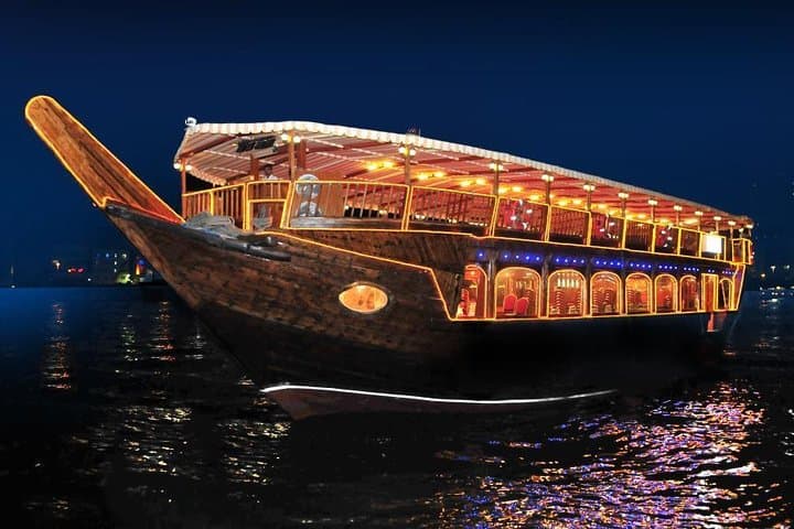 Abu Dhabi Dhow Dinner Cruise: Romantic Corniche Evening with Authentic Arabic Cuisine