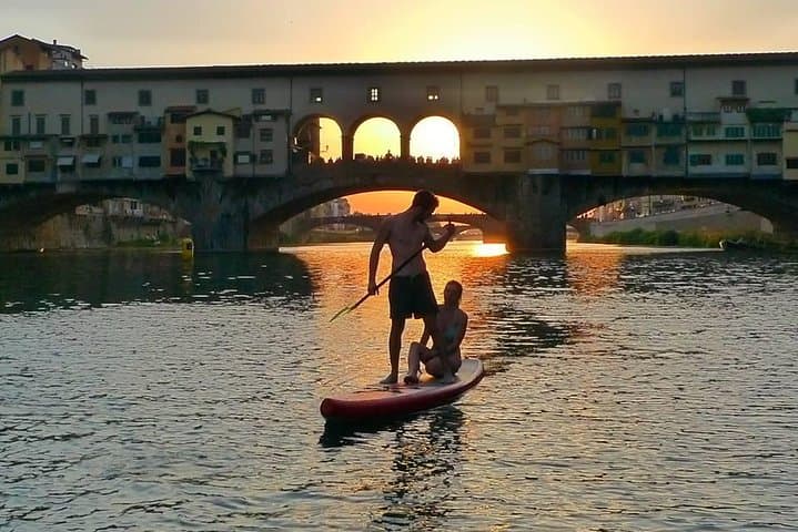 Sunset SUP at Ponte Vecchio: Florence Paddleboard Tour with Floating Wine
