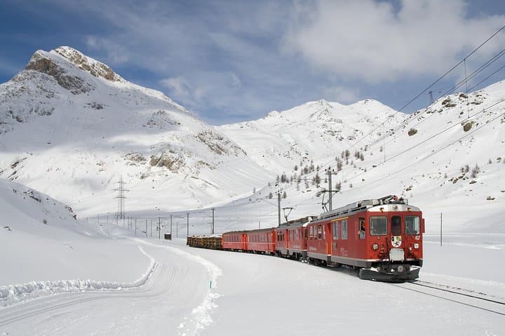 Bernina Red Train and St Moritz Day Trip from Milan — Scenic Bernina Express Rail