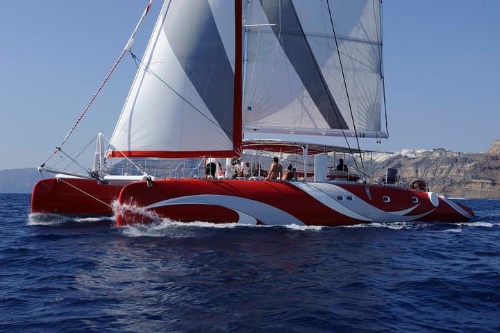 Santorini Dream Catcher Sailing Tour: BBQ, Hot Springs & Caldera Views