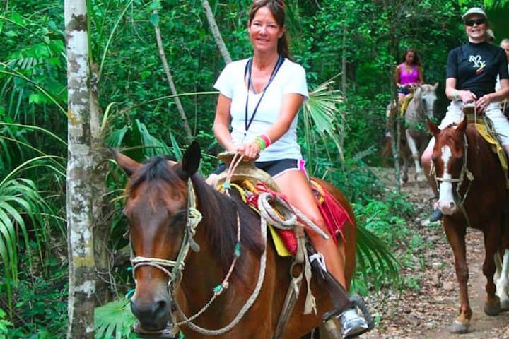 Riviera Maya Zipline and Cenote Horseback Combo from Cancun