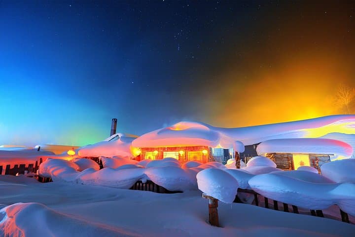 Overnight in China Snow Town (Xue Xiang) from Harbin — Snow Motorbike & Weihu Mountain