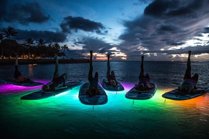 Night SUP Yoga in Honolulu: Paddle, Glow, and Flow on Magic Island