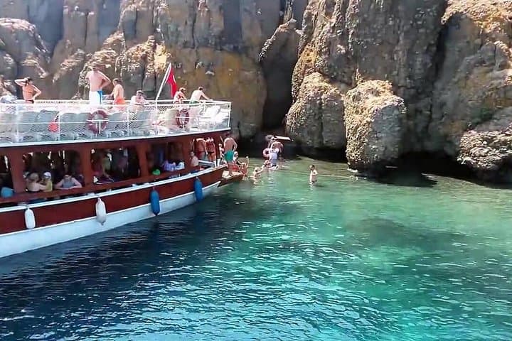 Marmaris All‑Inclusive Boat Trip: Paradise Island, Phosphorus Caves & Turunc in One Day