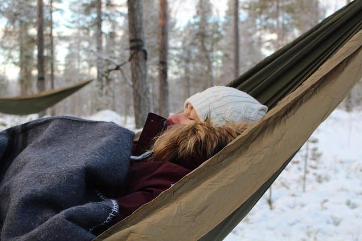 HaliPuu Forest Cocooning: Arctic Hammock Relaxation Near Levi, Finland