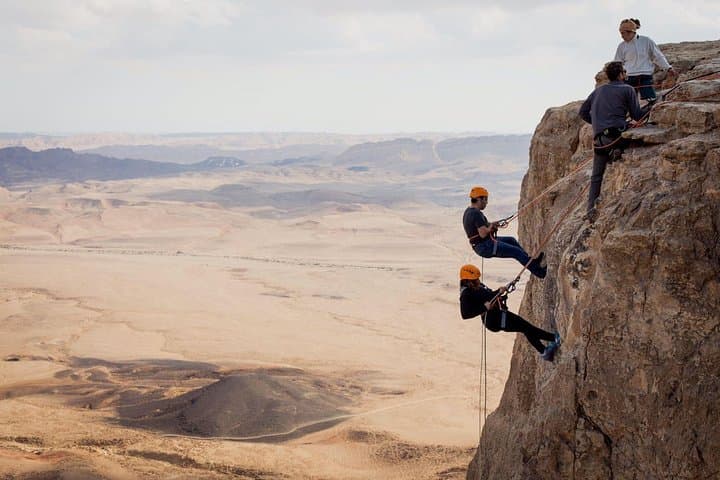 Rappelling the Ramon Crater Edge: Cliff Descent Near Mitzpe Ramon