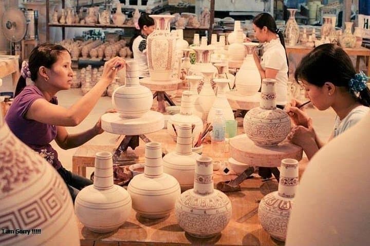 Motorbike to Bat Trang Pottery Village: Hands-On Ceramic Workshop from Hanoi photo 1