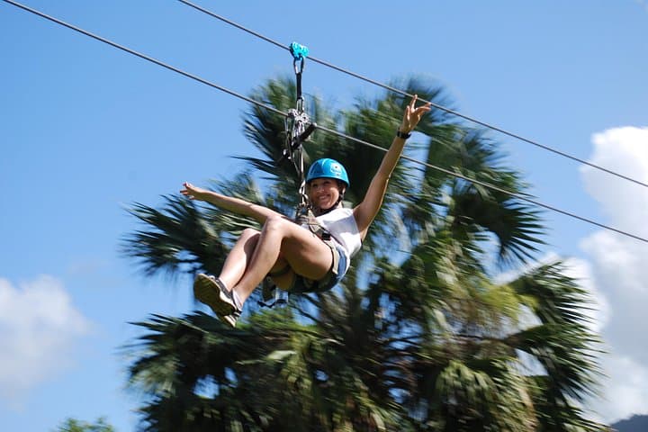 Puerto Plata Triple Adventure: Damajagua Waterfalls, Horseback Ride & 8‑Line Zipline