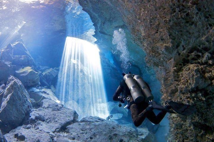 Mayan Cenote Two‑Tank Dive: Cavern Scuba from Playa del Carmen