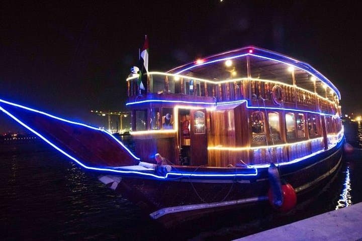 Moonlit Dhow Dinner Cruise on Dubai Creek — Traditional Buffet & Heritage Sail photo 2