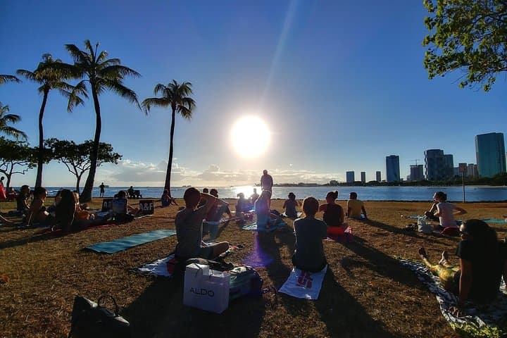 Sunset Yoga Flow at Magic Island, Ala Moana Park — Honolulu Beach Class