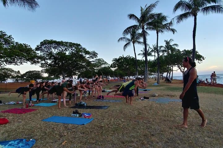 Sunset Yoga Flow at Magic Island, Ala Moana Park — Honolulu Beach Class photo 2