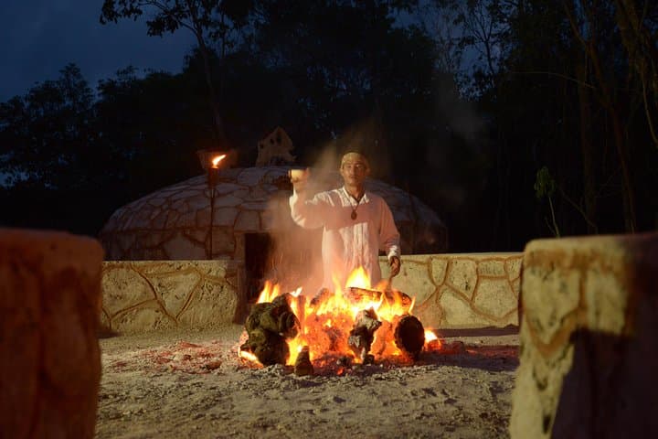 Maya Temazcal Night: Cenote Swim, Fire Ritual & Home-Cooked Dinner from Cancun
