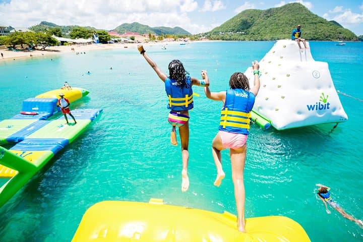 Splash Island Water Park St Lucia: Inflatable Obstacle Course at Reduit Beach photo 2