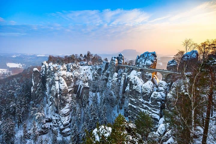 Winter Fairytale: Bohemian and Saxon Switzerland Day Hike to Pravcicka Gate & Bastei Bridge photo 2