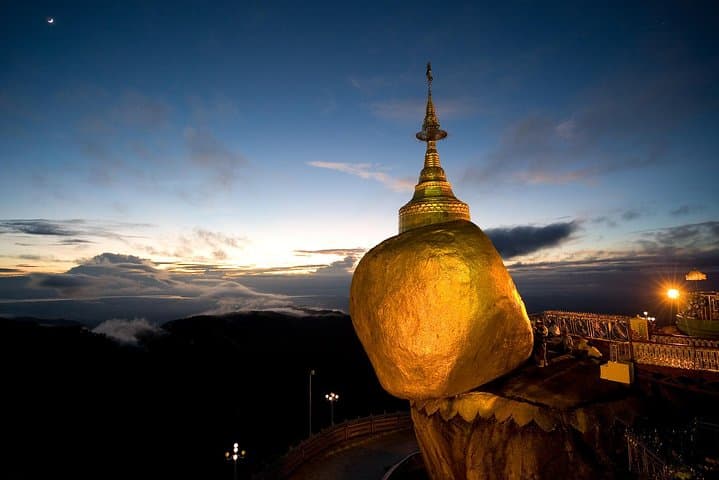 Overnight Golden Rock & Bago Tour from Yangon — Sunset at Kyaiktiyo Pagoda