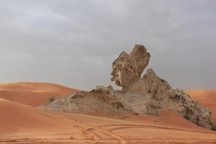 Fossil Rock & Camel Rock Desert Safari — Dubai BBQ, Dune Bashing, Camel Rides