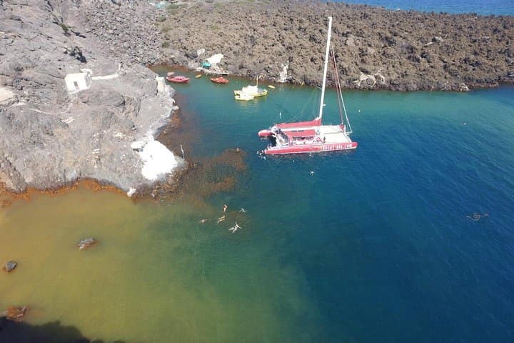 santorini-sunset-catamaran-cruise-bbq-snorkel-caldera photo 4