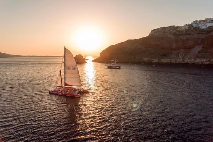 santorini-sunset-catamaran-cruise-bbq-snorkel-caldera photo 5