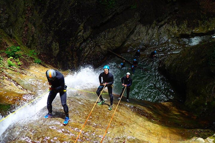 Canyoning Angon: Abseils, Slides and Waterfalls Overlooking Lake Annecy