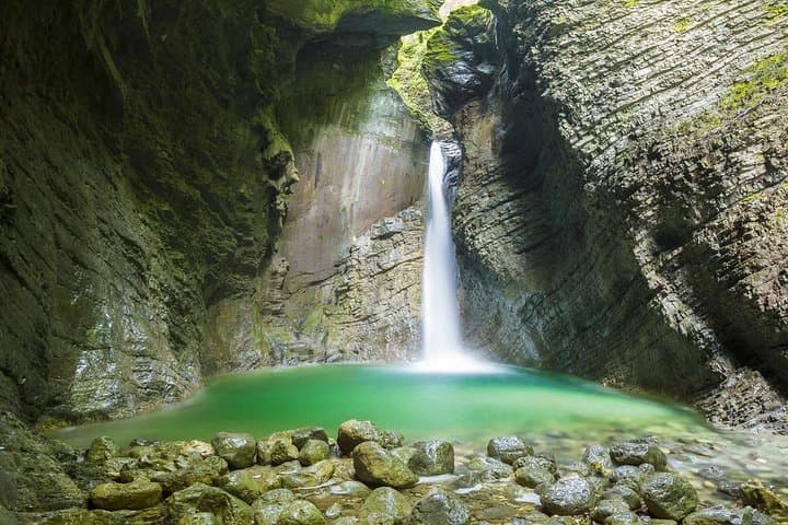 Emerald River Soča Tour from Bled — Vršič Pass, Kobarid & Kozjak Waterfall photo 4
