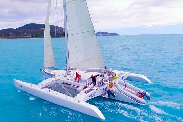 Day Sailing on a Trimaran in St. Maarten: No1SXM Coastal Cruise & Snorkel