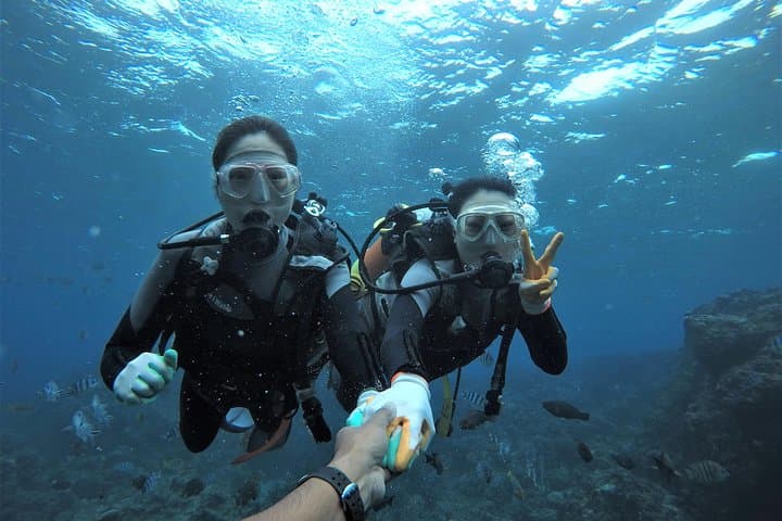 Blue Cave Experience Diving at Cape Maeda, Okinawa — Private Instructor, Fish Feeding & Photos