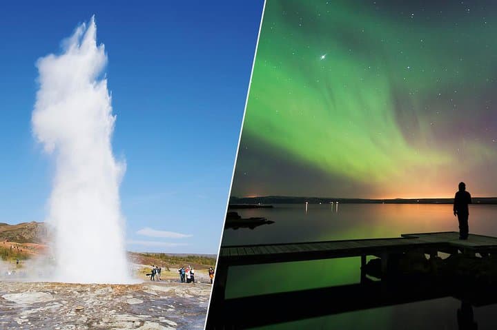 Golden Circle and Northern Lights Combo: Reykjavik Day Tour & Aurora Chase