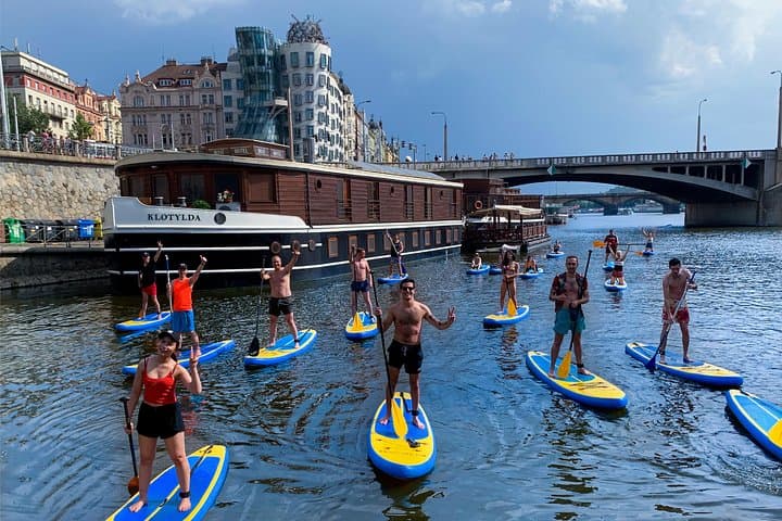 Stand-Up Paddleboarding the Vltava: Castle Views & Charles Bridge from the River