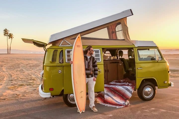 Surfing Malibu Beaches Aboard a Vintage VW Van: A Coastal Adventure